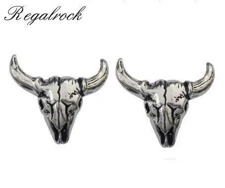 Серьги-гвоздики с черепом Regalrock Bison Buffalo La Brea