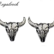 Серьги-гвоздики с черепом Regalrock Bison Buffalo La Brea
