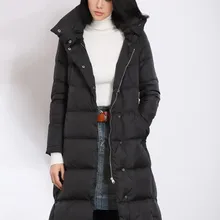 Размер S-10XL, Женское зимнее пуховое пальто с капюшоном, пуховик на утином пуху, женское длинное зимнее пальто любого размера