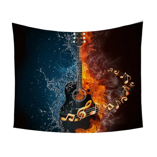 BeddingOutlet Bass Guitar Tapestry Wall Hanging 3D Print Bedspread Fire And Water Wall Carpet Art Music Home Decoration tapiz 4