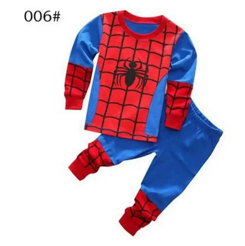 Новая детская хлопковая одежда для сна Пижама с человеком-пауком Детская домашняя одежда с длинными рукавами пижама с принтом для мальчиков