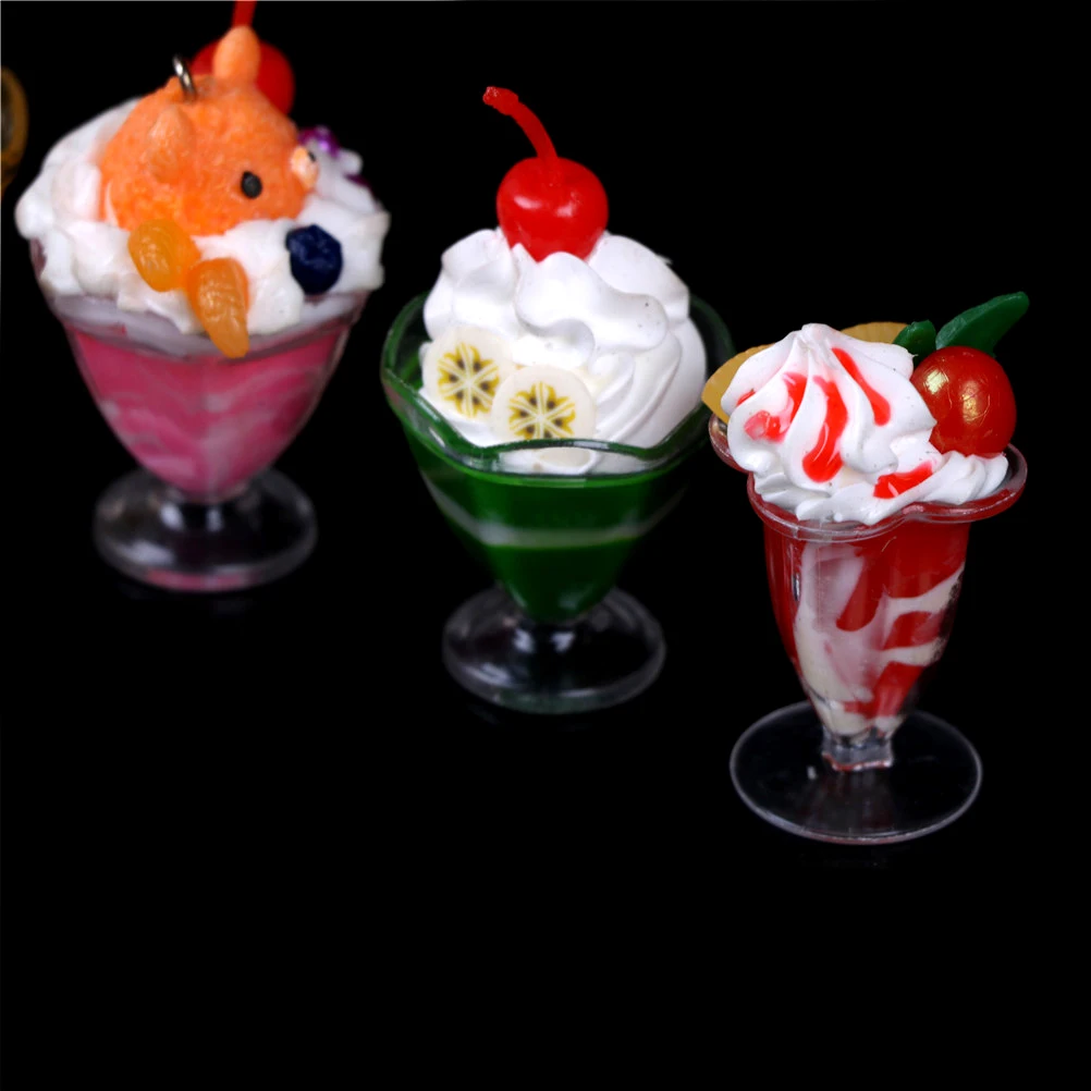 1pc Cute Dollhouse Miniature Drink Ice Cream Cups Set Model Pretend Play Mini Food Fit Play House Toy Doll Accessories
