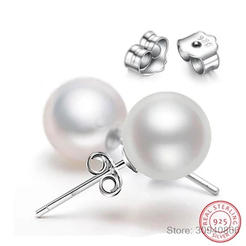 

925 Sterling Silver Jewelry Natural Oblate Pearl Earrings Jewelry For Women 6-8-10mm Freshwater Simple Pearl earring