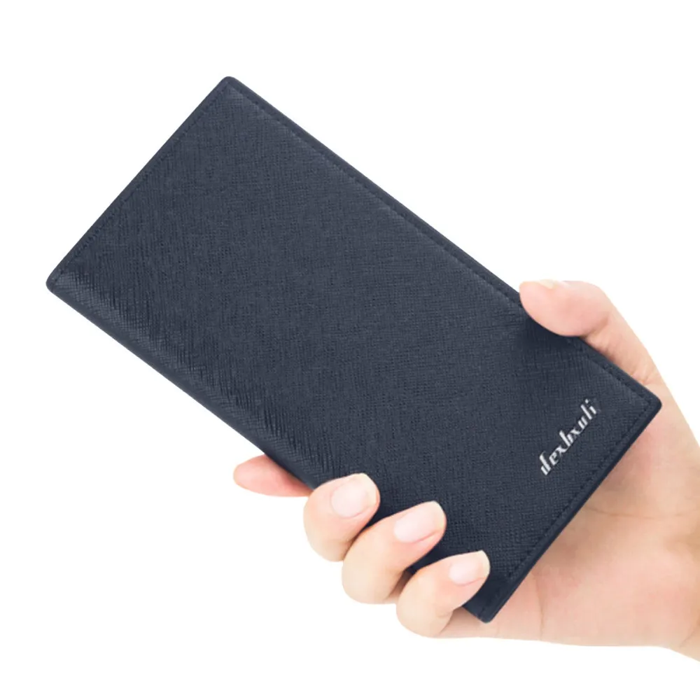

Wallet men Leather Long section ultra-thin wallet multi-card bit cross-grain cards Handbag Moneybags coin Purse hold Wallet