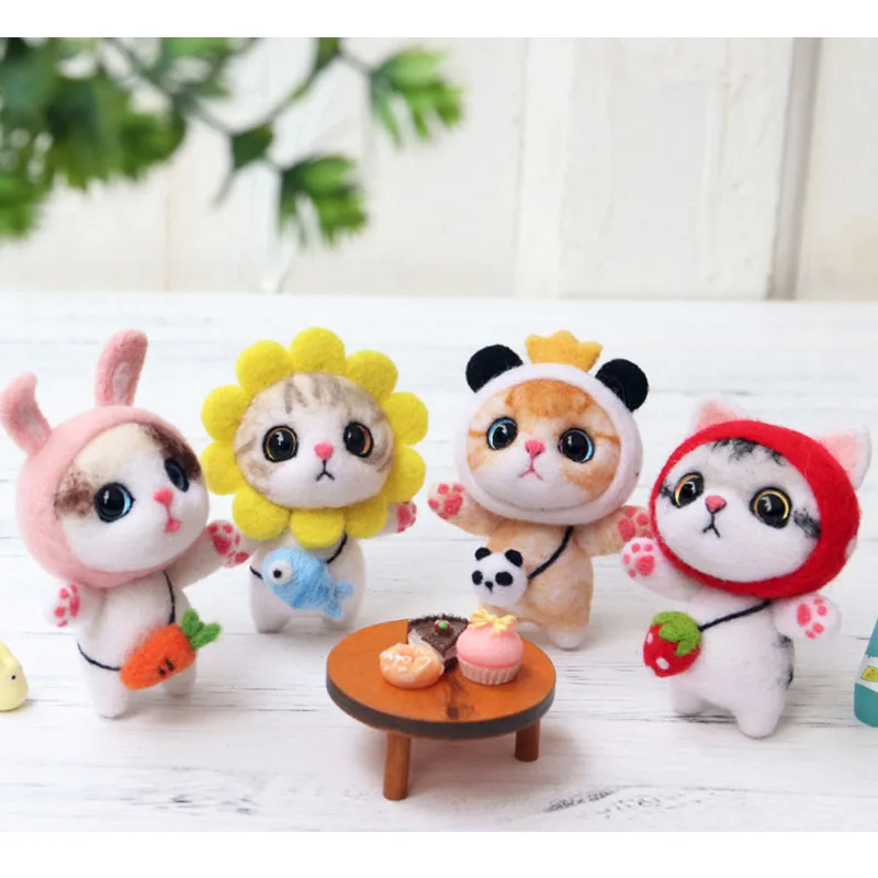 

1 set wool for Felt DIY Package cats,rabbit, stamps needle felting, Shiba Inu Set animals