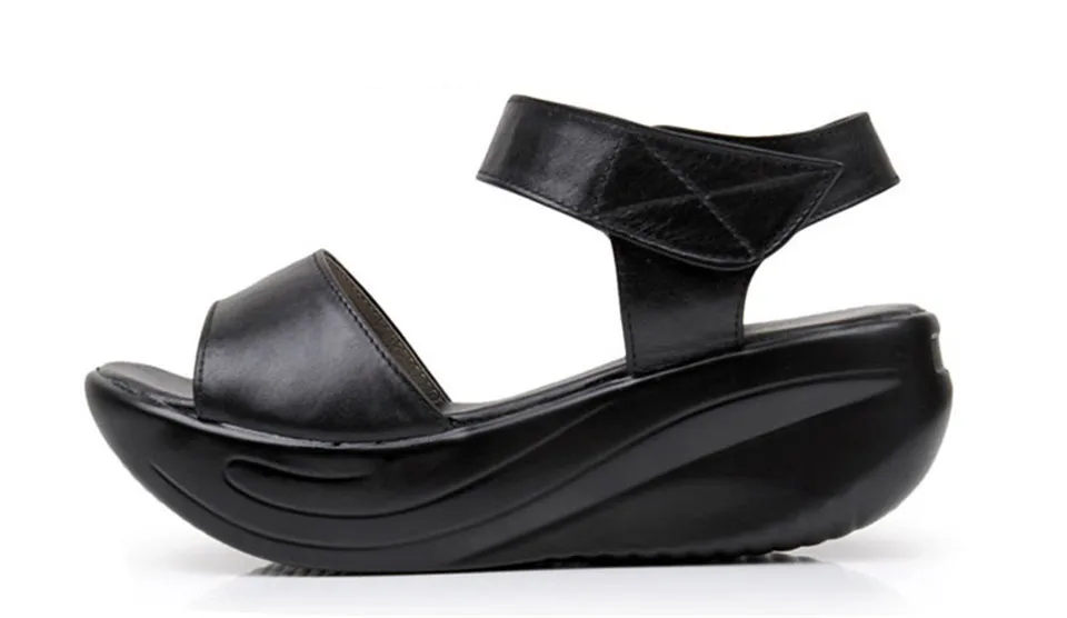 LIN KING/женские босоножки большого размера; туфли на платформе однотонные женские летние пляжные туфли на танкетке; обувь для отдыха, увеличивающая рост