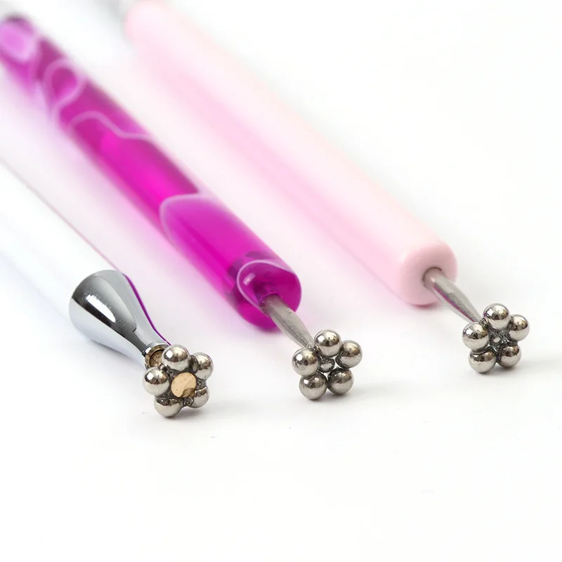 Дизайн ногтей кошачий глаз Магнитная палочка цветок сливы брендинг двойная головка магнитная ручка Кисть для Ногтей пресс-форма ручка