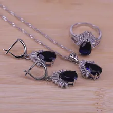 Новое поступление, свадебный ювелирный набор с грушей, серебро 925, кубический циркон, ожерелье/серьги/кольцо, набор, Свадебные/вечерние, подарок для женщин