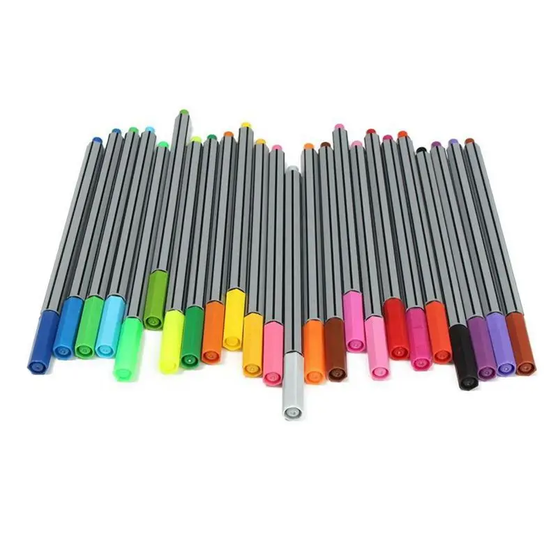 24 цвета, 0,4 мм, кончик, эскизный маркер, для школы, офиса, тонкая линия, водостойкая цветная ручка, для рисования, канцелярские принадлежности, гладкие товары для рукоделия