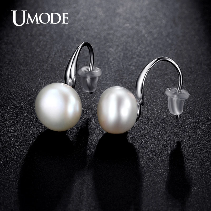 

UMODE Unique Simple Design Button Shaped Natural Freshwater Pearl Drop Earrings Fish Hook Wedding Jewelry for Women UE0195B