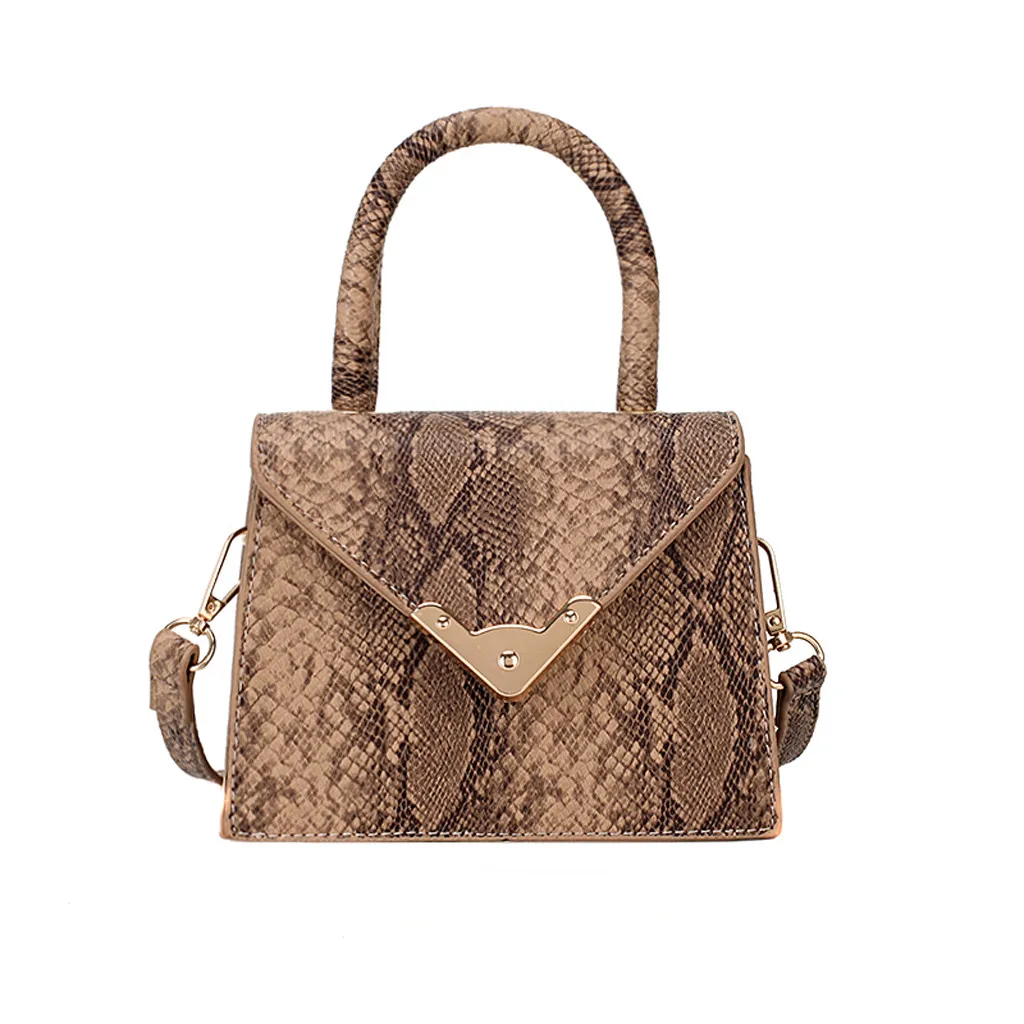

Women Retro Serpentine Pattern Type Versatile Hasp Crossbody Bags Messenger Bag Shoulder Bag Handle Bags Hobos Shape June 4