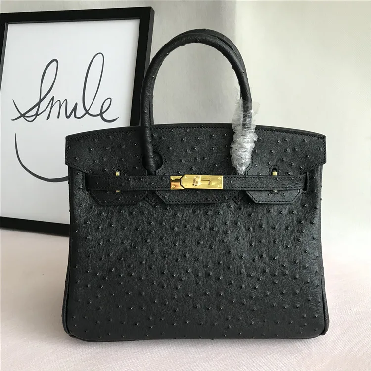 

Ostrich Pattern Women Shoulder Bag Luxury Handbags Women Bags Designer Bolsas De Mujer Bolsa Feminina Black Top Handle Bag