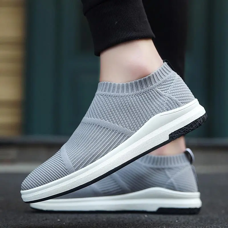 Summer Slip On Sneakers Socks Men's Sports Shoes Sport Men Running Shoes For Men Training Shoes Men Gray Krasovki Walking C-201