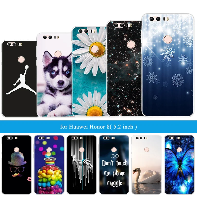 Силиконовые чехлы для Huawei Honor 8 мобильных телефонов задняя крышка телефона