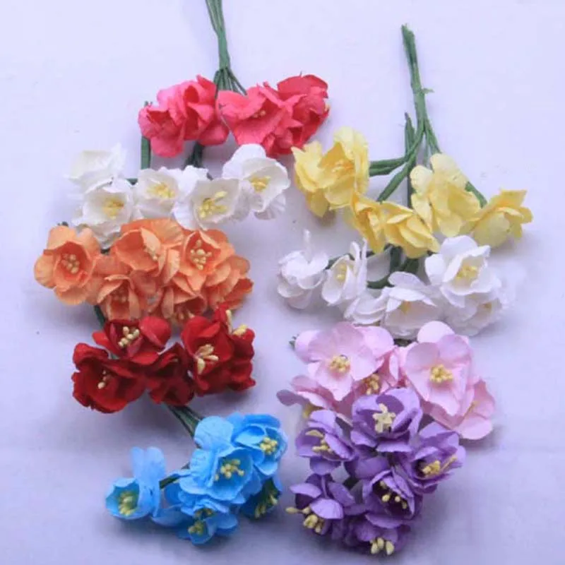 144pcs Artificial Mini Paper Rose Flower Bouquet DIY Wreath Wedding