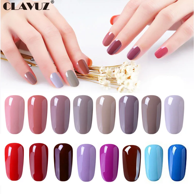 

CLAVUZ 12 Pcs/Set Nude Gray Pink Red Purple Blue Coffee Brown Series UV Nail Gel Polish LED Long Lasting Gift Gelpolish Sets