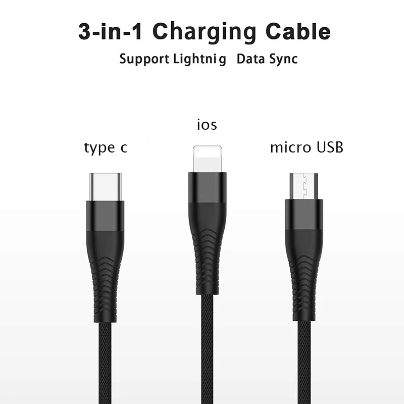 Suntaiho for iphone cable 3in1 ios micro USB for xiaomi 4C USB Type C cable for samsung s9 for one plus 6 5 Fast Charging cable Suntaiho for iphone cable 3in1 ios micro USB for xiaomi 4C USB Type C cable for samsung s9 for one plus 6 5 Fast Charging cable