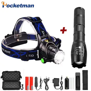 

6000LM LED Flashlights T6/L2/V6 LED Flashlight Head light Zoom headlamps use AAA 18650 battery Bicycle Waterproof light