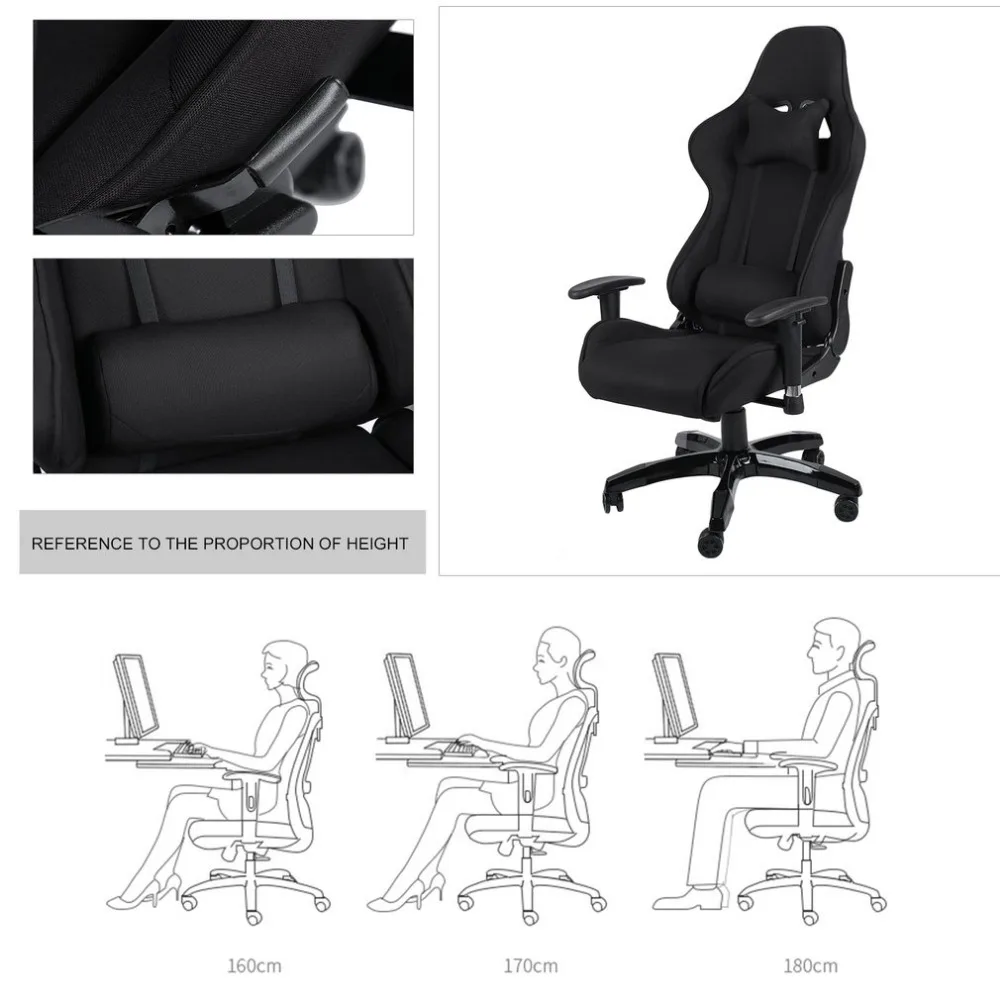 

Newest High Back Racing Style Gaming Chair 360 Degree Swivel Padded Office Chair Ergonomic Revolving Home Office Furniture