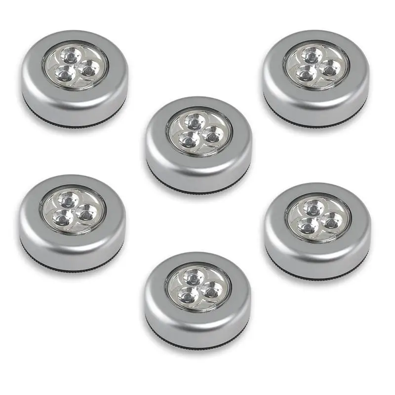 6pcs Battery Powered Click 3 LED Push Light Lamp Battery ...
