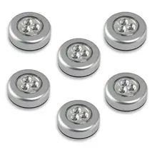 6pcs Battery Powered Click 3-LED Push Light Lamp Battery Power For Pathway Staircase Wall Fridge