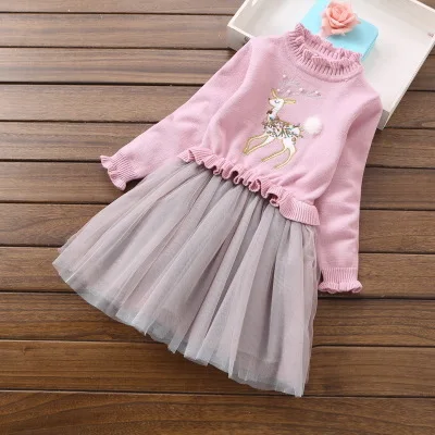 Новая зимняя детская одежда, Свитера для девочек, платья, свитер для девочек 6-14 лет, A16