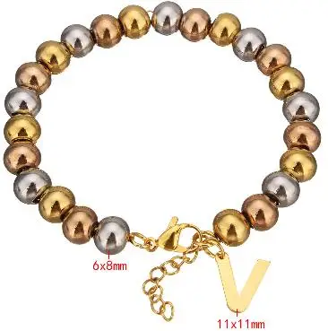 bracelet letter bracelets charm wristband alphabet beaded stainless round steel woman designs