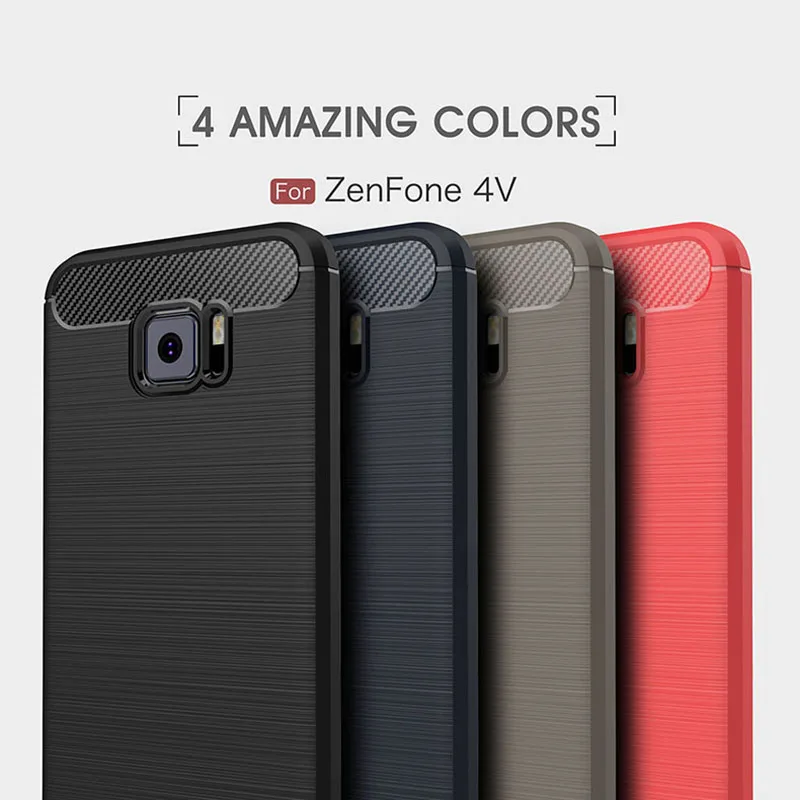 

1Pcs Luxury Mobile Phone Cases for ASUS ZenFone 4V Silicone Drop Protection Gel carbon fiber Soft Shell