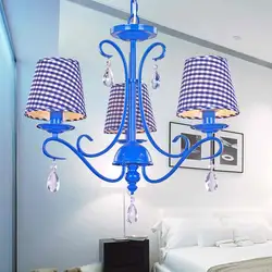 Американский Железный синий хрустальная люстра столовая спальня минималистский современной средиземноморской лампы