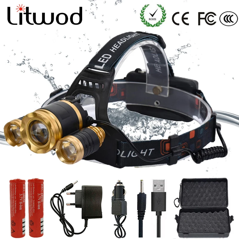 

Litwod Z40 13000LM LED T6 Headlamp Head Lamp lighting bicycle Light Flashlight Torch Lantern Fishing headlight US Drop shipping