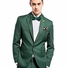Новинка года темно-зеленый атлас смокинги для жениха 2 шт. Slim Fit мужской свадебный Выпускной костюм для выпускного(куртка+ брюки) terno casamento