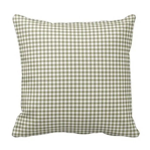 Serious Gingham Pillow Case In Cedar Green (Size 20" by 20") Free