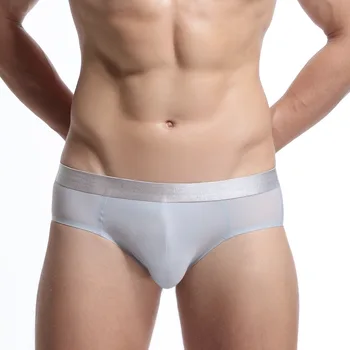 

COCKCON Sexy Underwear Men Briefs Shorts Man Solid Slim Thin Ice Silk Breathable Low Waist Seamless Underpants S-XL