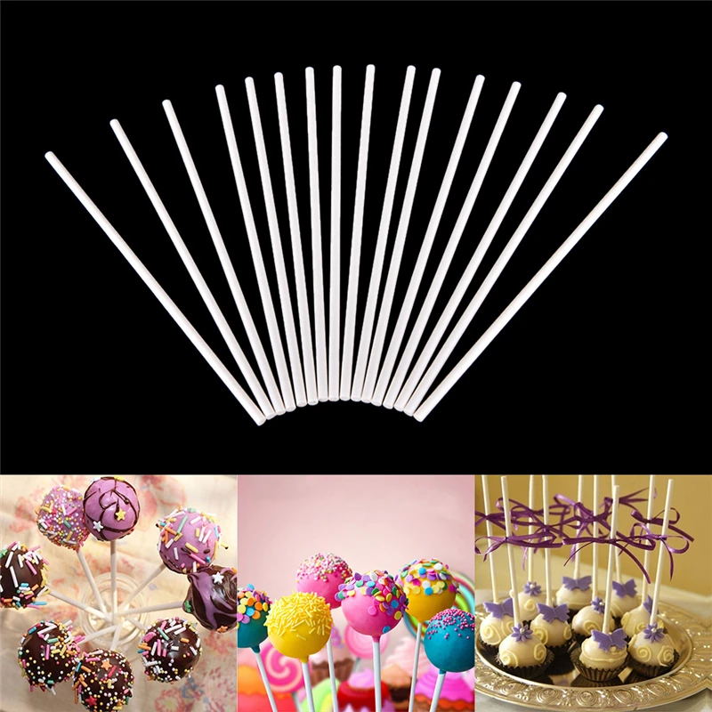 

100pcs/set Candy Color 15cm Lollypop Paste Tool Food-Grade Solid Paper Lollipop Stick Cake Pop Sticks For Chocolate Sugar