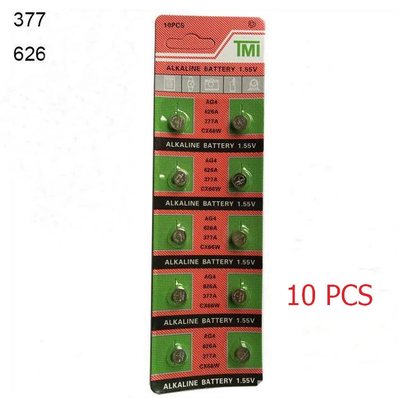 

10 PCS 377 Watch Battery AG4 LR626 626 Battery 1.55V sr626sw Alkaline Watch Button Cell Coin Battery For Watch Toys Remote