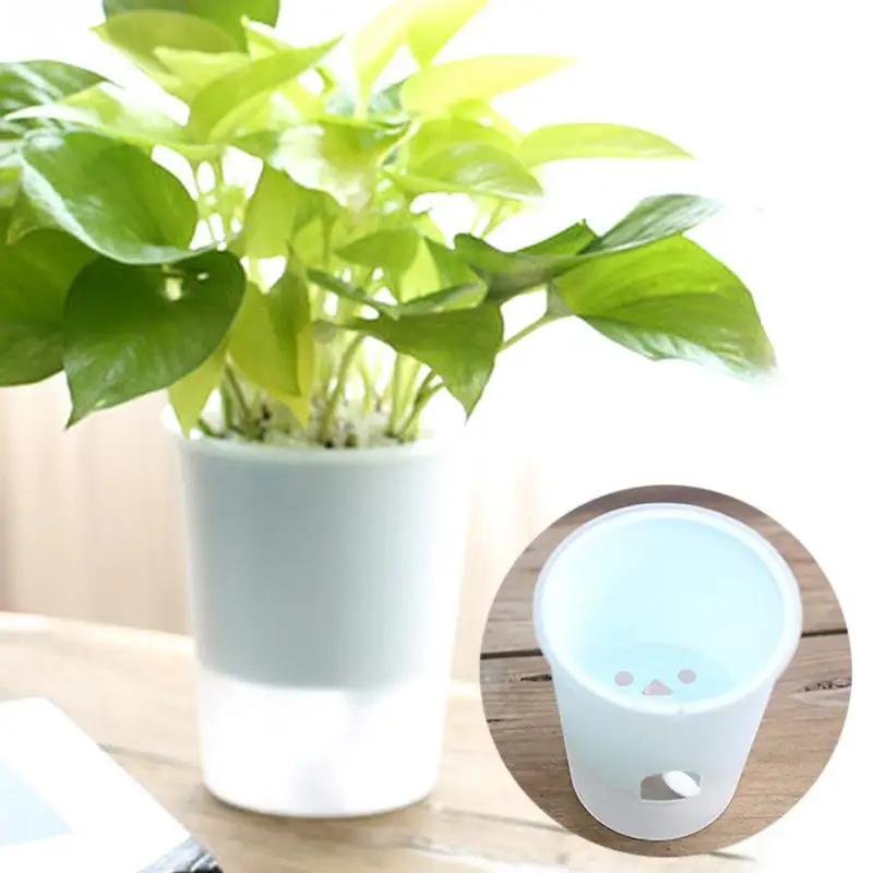 

Plastic Transparent Plant Pots Self Watering Planter Flower Pot Home Garden Potted Plants Tool #05