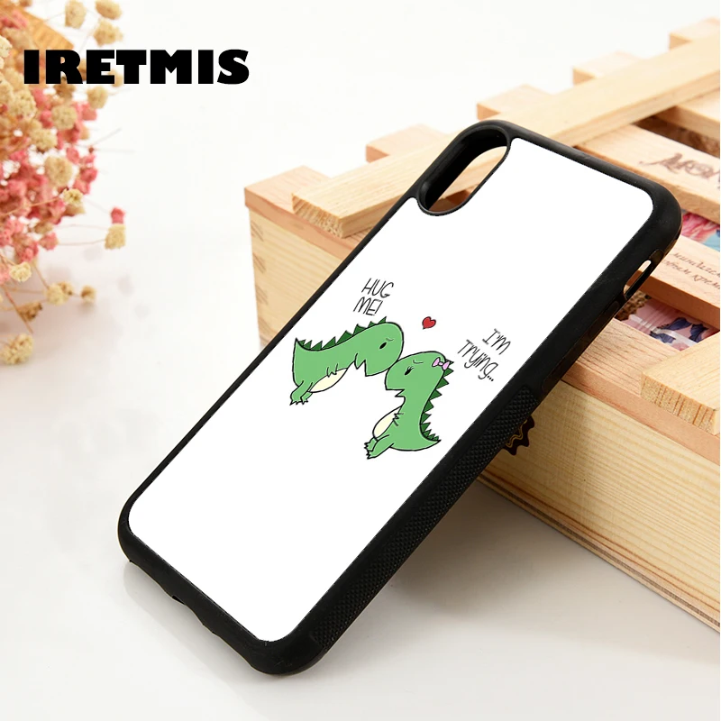 

Iretmis 5 5S SE 6 6S Soft TPU Silicone Rubber phone case cover for iPhone 7 8 plus X Xs Max XR Dinosaur Cartoon Hug Me Love Gift
