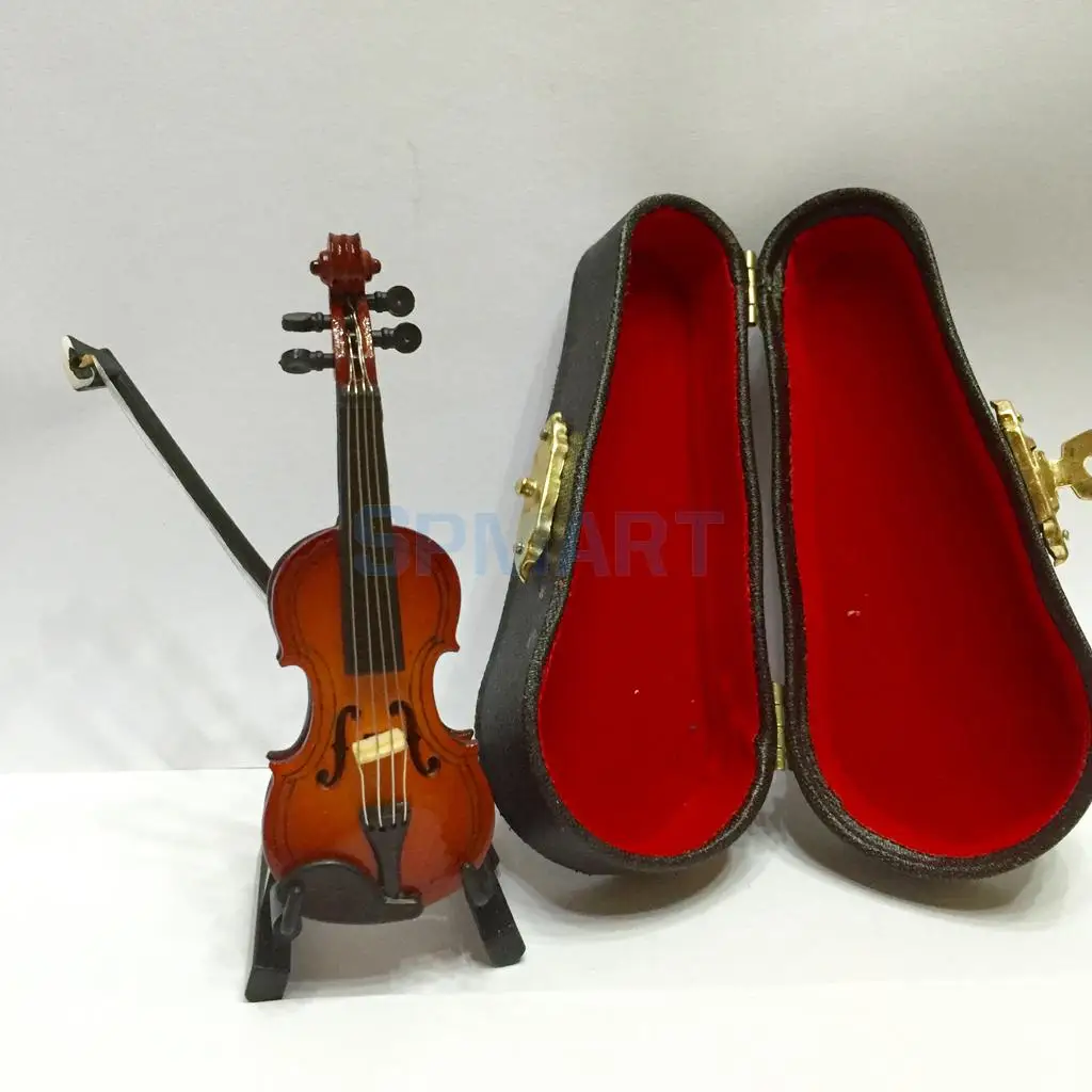 1/12 Scale Dollhouse Miniature Musical Instrument Wooden Violin with Box for 12th Music Room Decoration Accessories