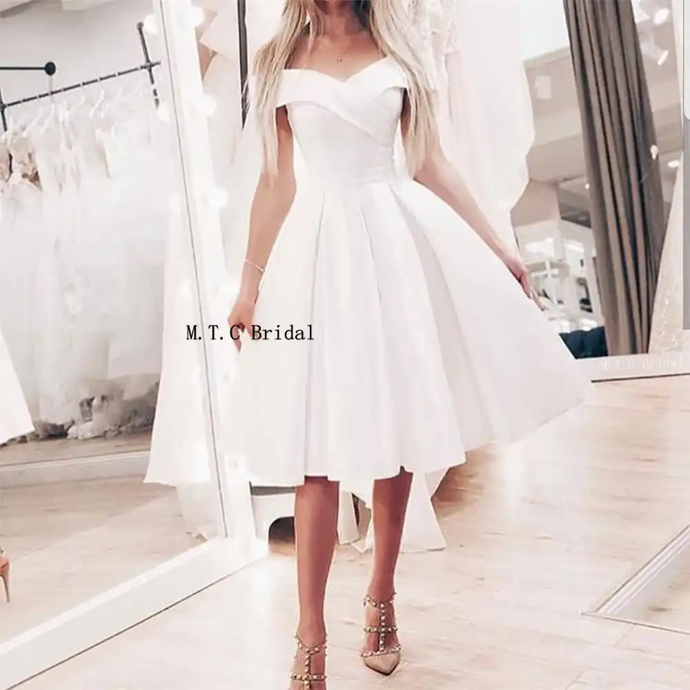short white wedding party dress
