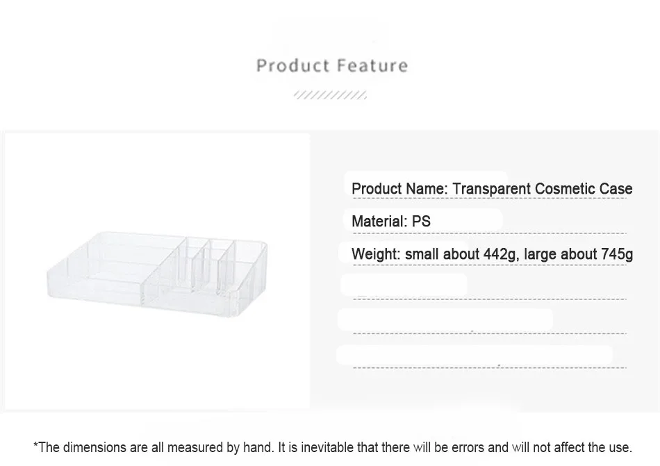 Пластиковая коробка для хранения косметики, настольный органайзер для косметики, прозрачный контейнер для макияжа, настольный чехол для хранения, 1 шт