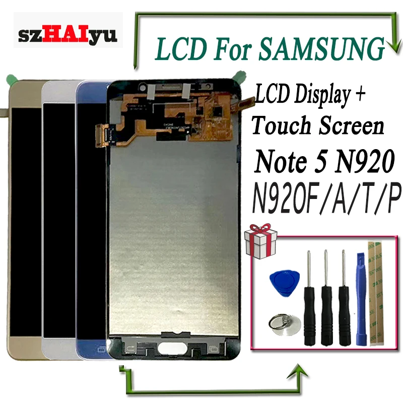 

szHAIyu LCD Display Brightness Adjustable Touch Screen For Samsung Galaxy Note5 N920 N920F N920A N920P N920T LCD Digitizer