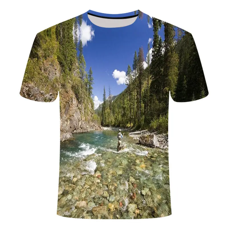 Новая футболка для рыбалки стильная повседневная цифровая футболка с 3D принтом рыбы мужские и женские футболки с щуком летние топы с короткими рукавами и круглым вырезом