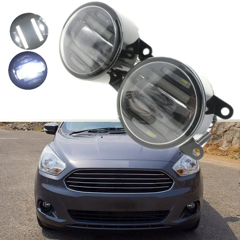 For Ford Figo Ka+ 2015 2016 2 in 1 18W LED Fog Lights White Cut Line Lens DRL Daytime Running
