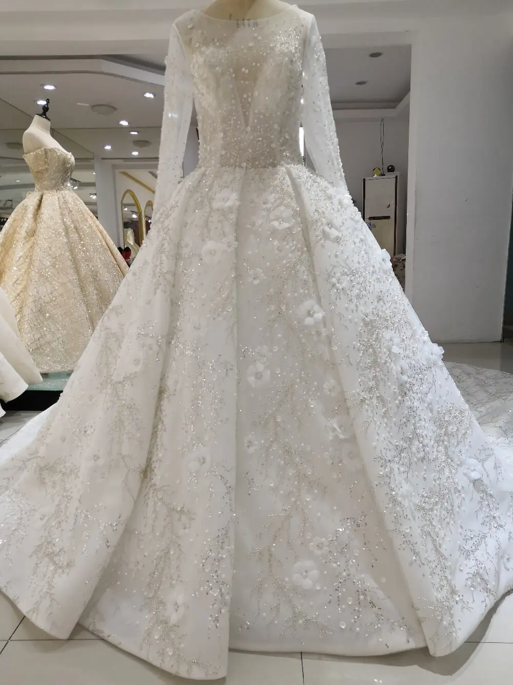 Vestidos De Novia 2020 арабское роскошное вышитое бисером кружевное свадебное платье с
