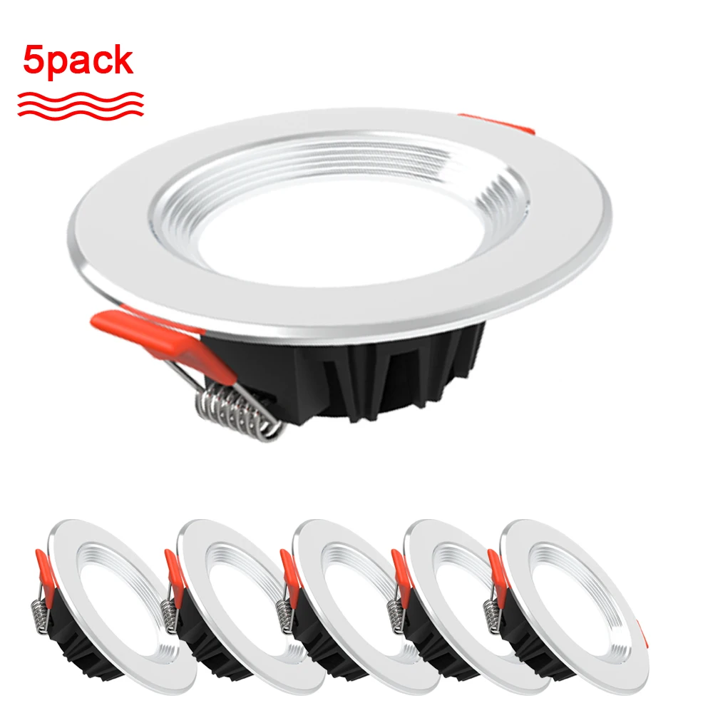 

5PCS/LOT LED downlight 110V 220V Round Recessed light white/warm white/three-color dimming led ceilinglight