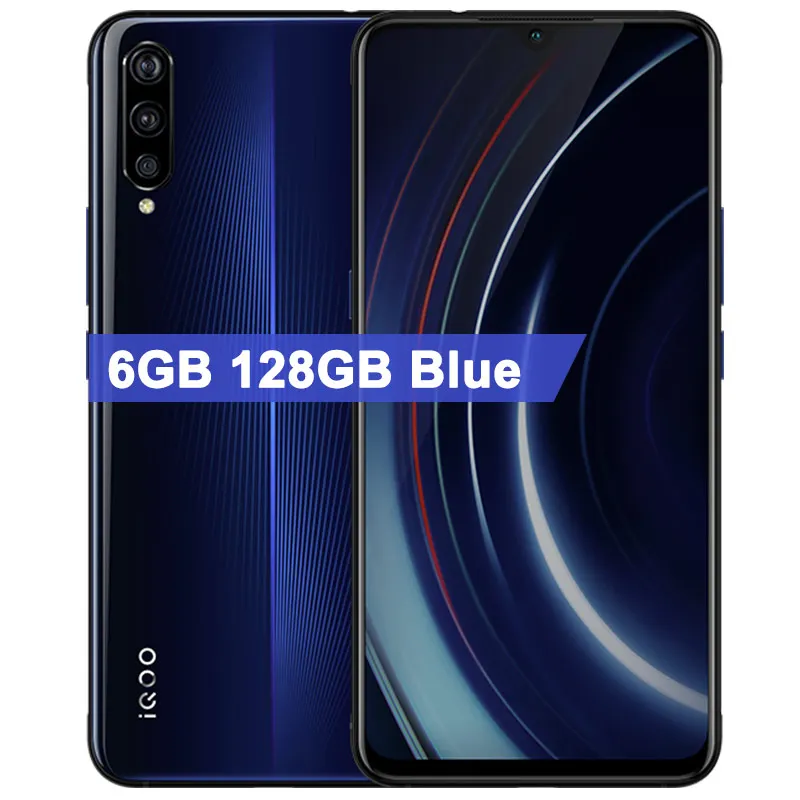 vivo iQOO мобильный телефон 6 ГБ 128 ГБ 6,4" Восьмиядерный Snapdragon 855 с 3 камерами 12 Мп+ 13 МП+ 2 Мп Android 9 4000 мАч NFC Смартфон - Цвет: 6GB 128GB Blue