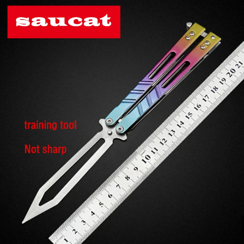 

Saucat Desperado AB butterfly in knife BRS Replicant folding Knife With K sheath practice tool trainer comb
