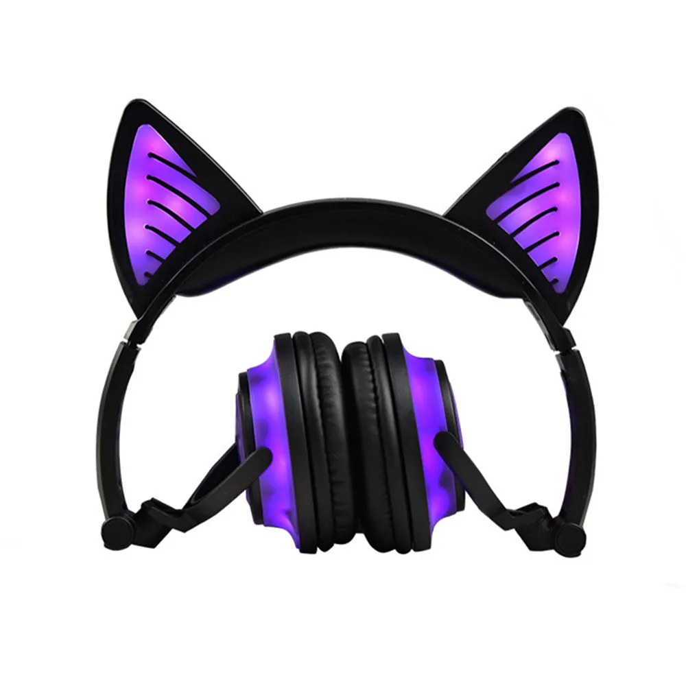 

Cat ears as a whole light rechargeable wireless Bluetooth mobile computer headset folding headphones
