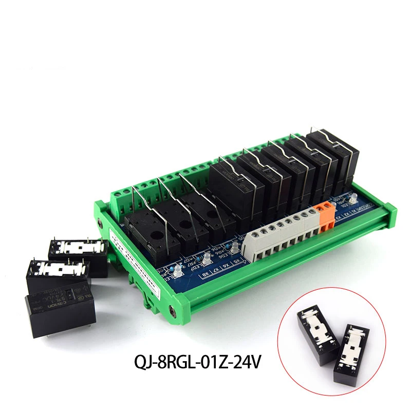 

Original quality 8-way Omron relay module, single set 24V one open and one closed rail installation