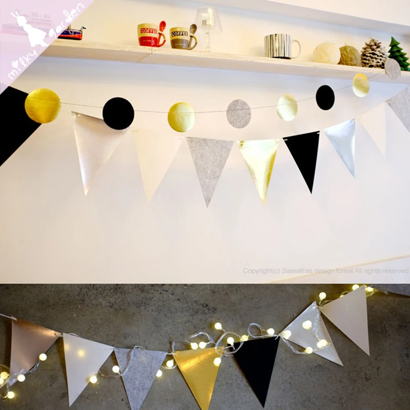 1 Set Paper Bunting Banner Diy Paper Flag Hanging Ornaments For